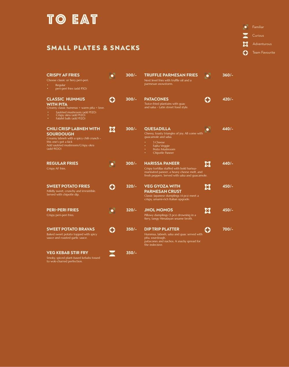 Printed menu, page 12 of 14